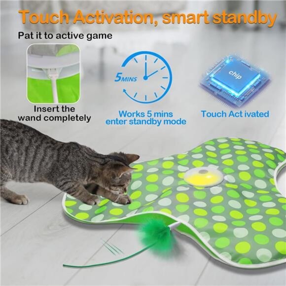 Interactive Cat Toys Rechargeable,Moving Concealed Feathers,Real Mouse - Picture 4 of 7